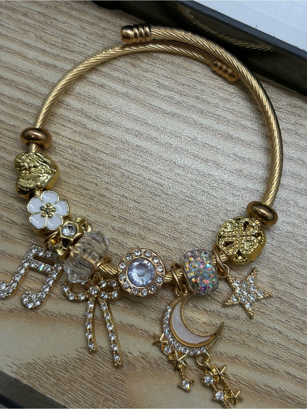 Gold Charm Bracelet with Moon, Star & Music Note Charms